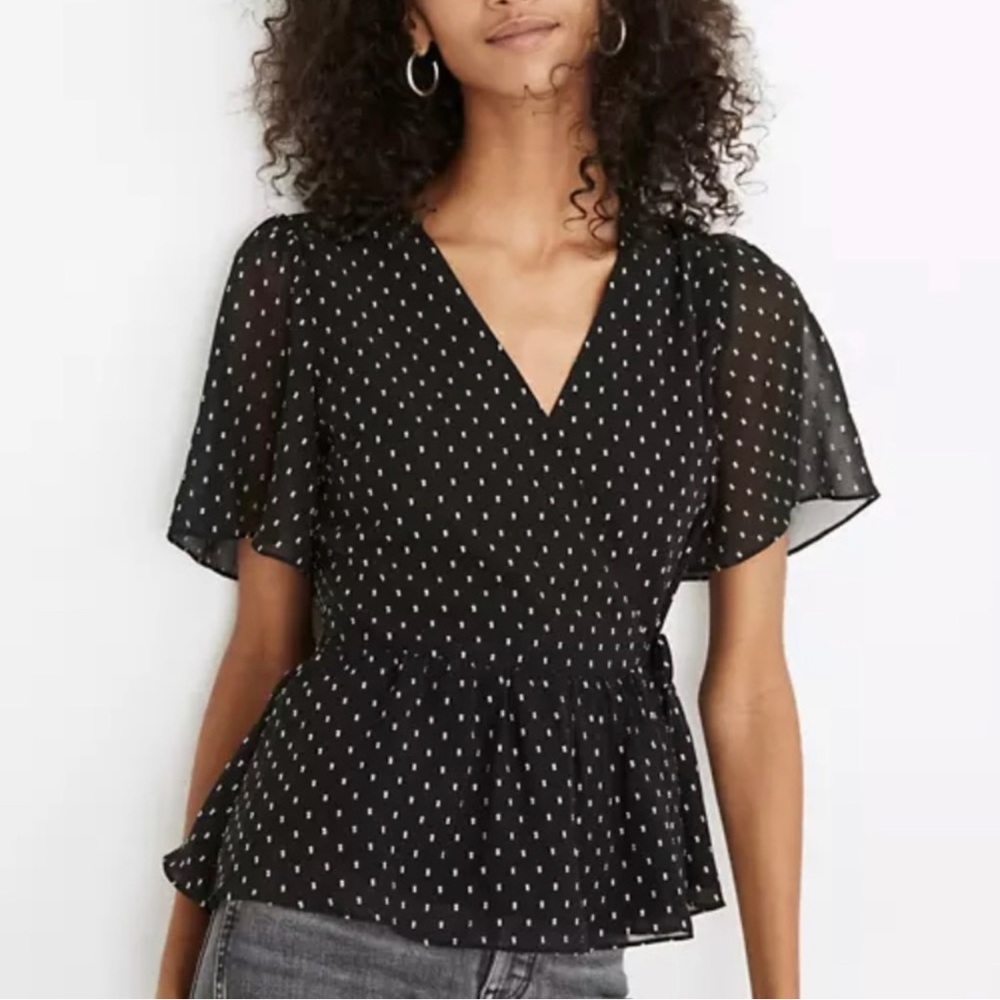 Madewell Flutter-Sleeve Top in Clipdot